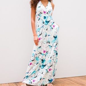 Soma Soft Jersey Halter Maxi Bra Dress Blissful Blooms